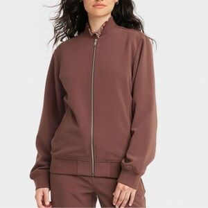 HOUSTON WHITE x Target Unisex Brown Zip-Up Bomber Jacket Size Large Lined